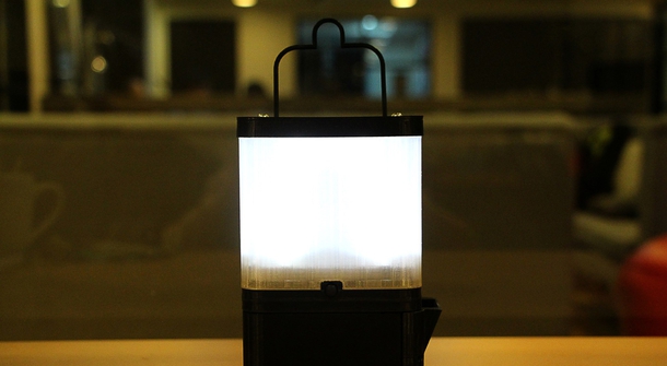 A lamp that is powered by tap water and table salt