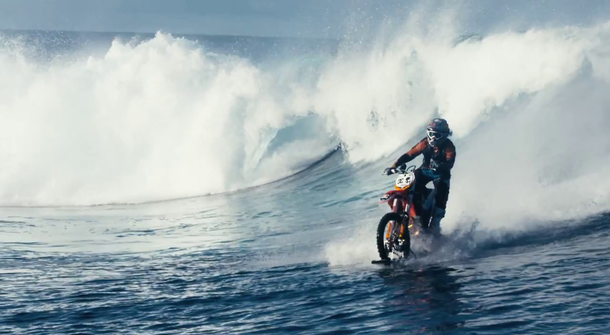VIDEO: Surging the wild waves with a motorcycle