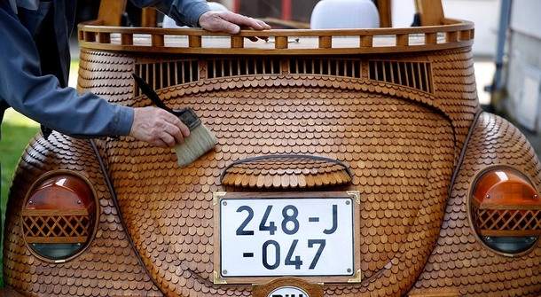 A very nifty-looking wooden VW Beetle from Bosnia