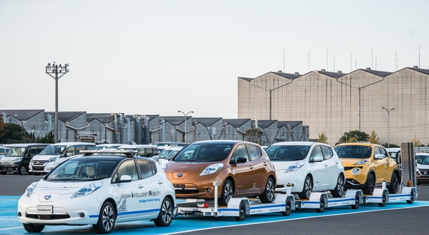Nissan is testing driverless towing system at its Oppama Plant