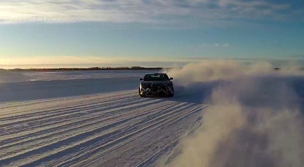 Lucid Air EV drifting in the snow